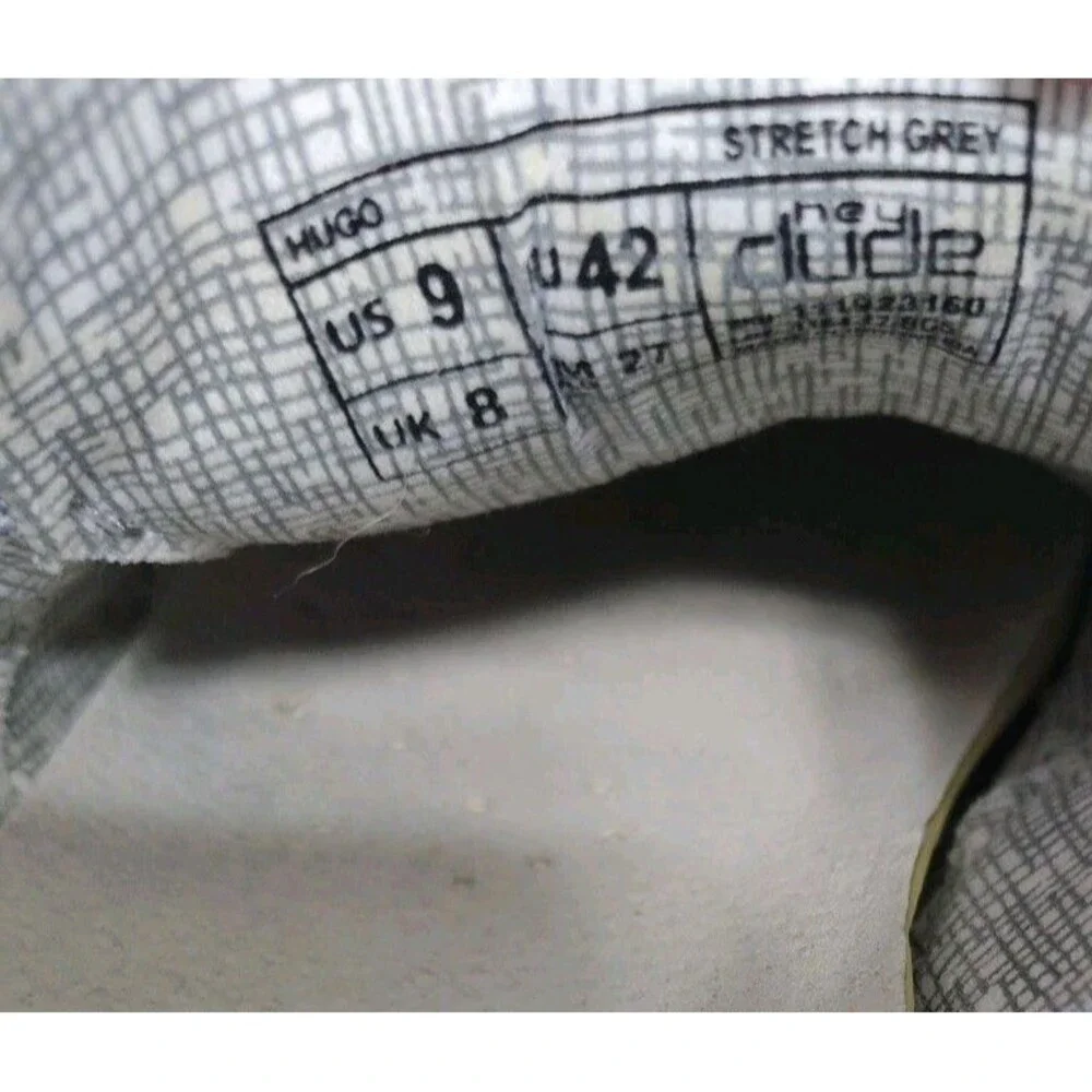 Hey Dude Hugo Stretch Shoes Men's Size: 9 Eu 42 Gray Casual Comfort Slip On